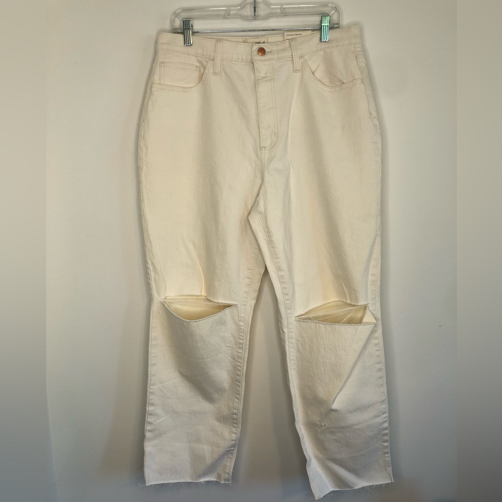 Universal Thread Off White Vintage Straight Size 14 Jeans Raw Hem NEW - Picture 1 of 7